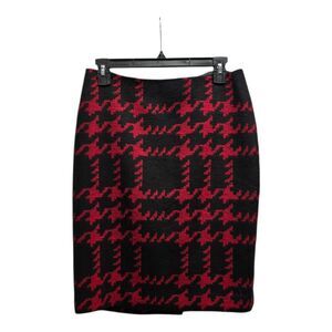 Talbots Red Houndstooth Wool Blend Pencil Skirt 6P